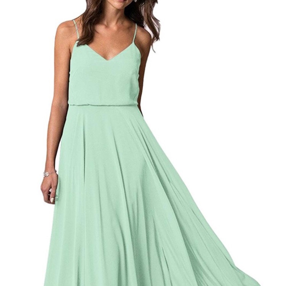 Mint floor length bridesmaid dress - Picture 5 of 6